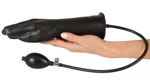 LateX Dildó Nádműthető, Vaginalis és Anális, 25 cm Fekete