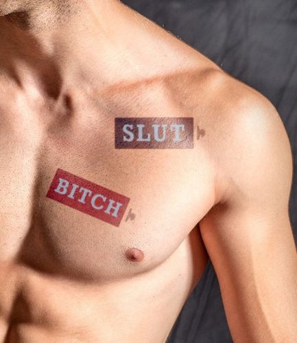 MrB Slut / Bitch – ephemér tetoválás 15 x 5 cm