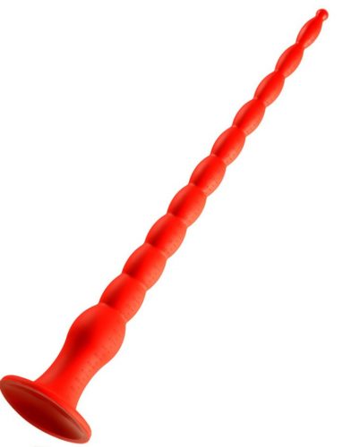 Long Stretch Worm Dildo N°4 - 50 x 5.2cm piros