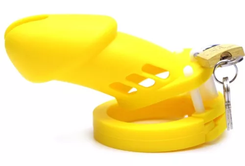 Bran – sárga szilikon chastity cage, érzéki izgalomhoz