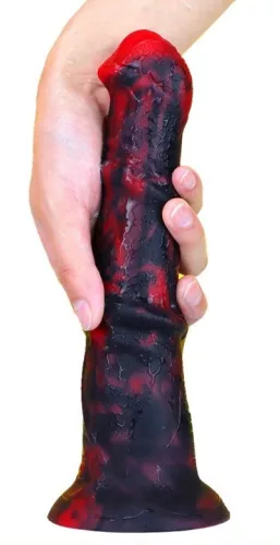 Dragon Zirg – prémium fekete-piros dildó 22 cm hosszú