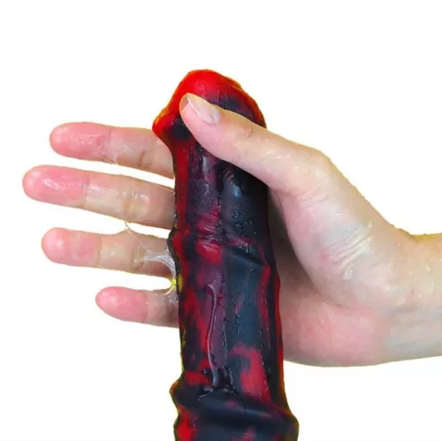 Dragon Zirg – prémium fekete-piros dildó 22 cm hosszú