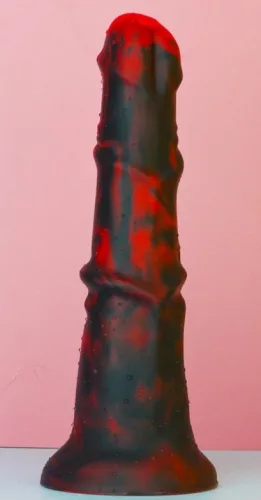 Dragon Zirg – prémium fekete-piros dildó 22 cm hosszú
