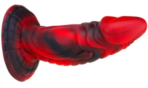 Squax – prémium, 18 cm-es, fekete-piros dildó