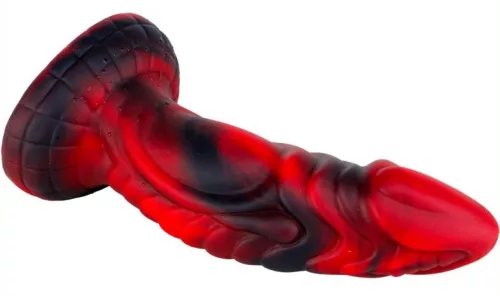 Squax – prémium, 18 cm-es, fekete-piros dildó