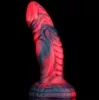 Squax – prémium, 18 cm-es, fekete-piros dildó