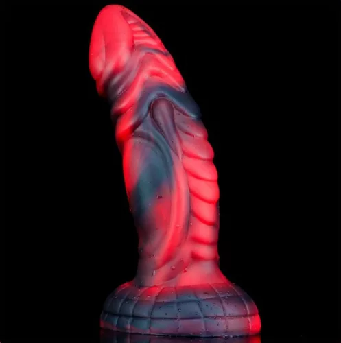 Squax – prémium, 18 cm-es, fekete-piros dildó