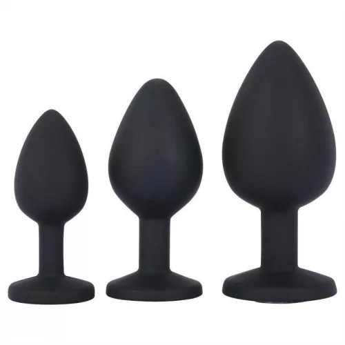 Me You Us Anál plug szett három méretű fekete szilikon alapzóval