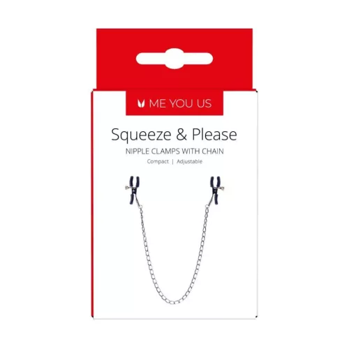 Squeeze N Please Mellbimbó csipesz Állítható nyomás 5,5 cm ezüst lánccal 42 cm