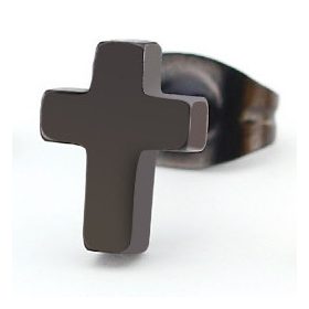 CROSS – fekete fülbevaló, stílusos kiegészítő