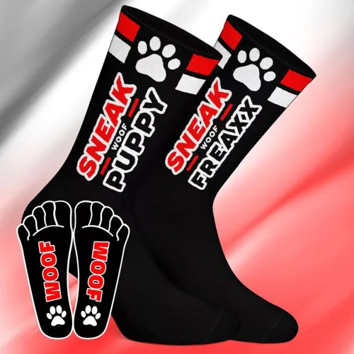 SNEAK PUPPY – fekete-piros sportszokni