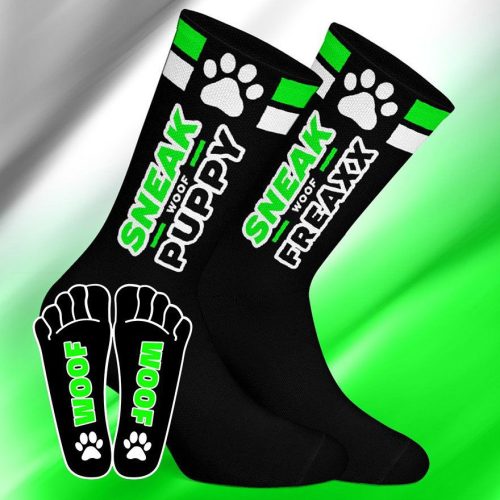 SNEAK PUPPY – Stílusos fekete-zöld zokni