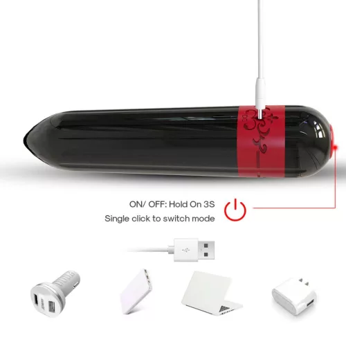 Rocket vibrátor 9 fokozatú, USB tölthető fekete 7,3 cm