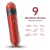 Vibrátor Rezgő, 9 mód, USB-töltés 7,3 cm piros
