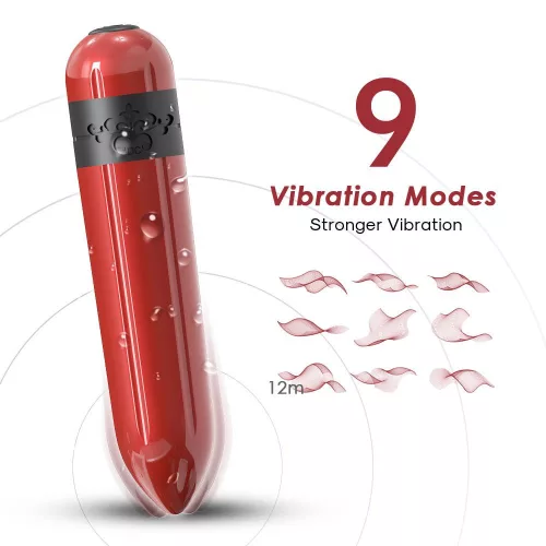 Vibrátor Rezgő, 9 mód, USB-töltés 7,3 cm piros