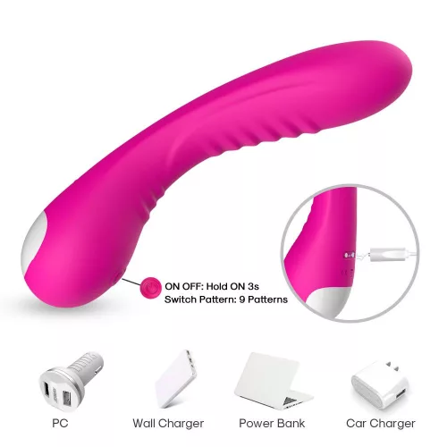 Vibrátor G-pont és csikló stimuláló 18 cm rózsaszín USB-töltés vízálló 9 mód