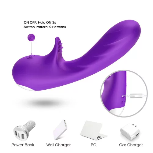 Vibrátor G-pont és csikló stimuláló 9 mód USB töltés 18 cm lila