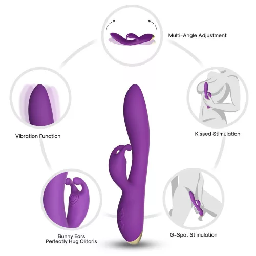 Bonnie Vibrátor Nyuszis G-pont stimuláló Vízálló 22,2 cm lila