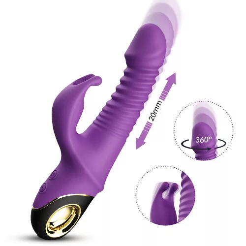 Vibrátor pulzáló, forgó, vízálló 19,5 cm lila