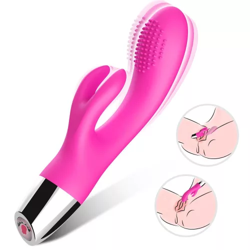 Vibrátor Kettős rezgés, USB töltés, vízálló 20 cm rózsaszín