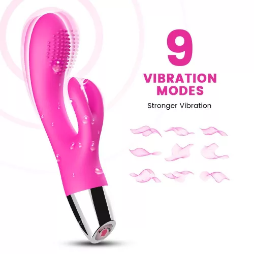 Vibrátor Kettős rezgés, USB töltés, vízálló 20 cm rózsaszín