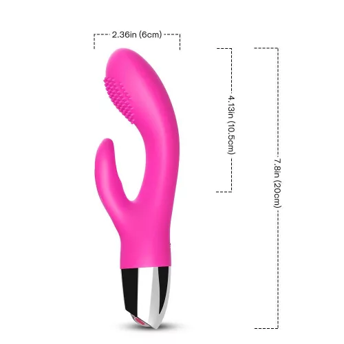 Vibrátor Kettős rezgés, USB töltés, vízálló 20 cm rózsaszín