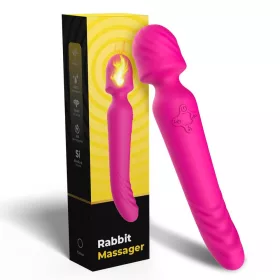   Masszázs vibrátor 9 rezgés, állandó 42 °C, USB töltés 22 cm rózsaszín