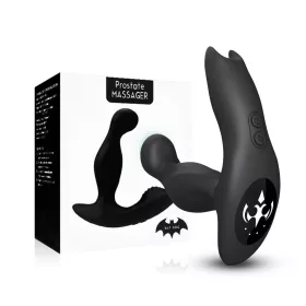   Bat King Prosztata stimuláló Rezgő, forgó, távirányítós 13 cm fekete