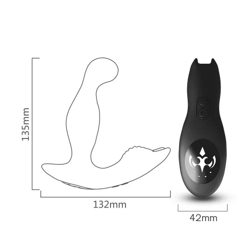 Bat King Prosztata stimuláló Rezgő, forgó, távirányítós 13 cm fekete