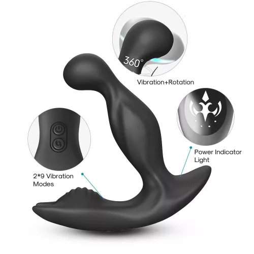 Bat King Prosztata stimuláló Rezgő, forgó, távirányítós 13 cm fekete