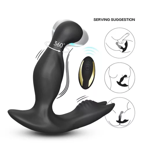 Bat King Prosztata stimuláló Rezgő, forgó, távirányítós 13 cm fekete