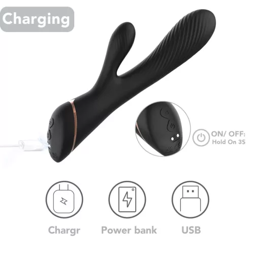 Hare Vibrátor 9 rezgésfokozat csendes vízálló fekete USB töltővel