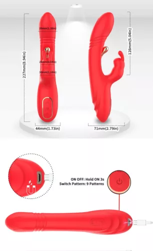 Red Spider Mite Vibrátor G-pont és csikló stimuláló 22,7 cm vízálló fekete