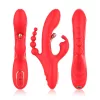 Trident Vibrátor Négypontos stimuláció G-pont és anális 22 cm piros