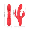 Trident Vibrátor Négypontos stimuláció G-pont és anális 22 cm piros