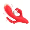 Trident Vibrátor Négypontos stimuláció G-pont és anális 22 cm piros