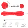 Trident Vibrátor Négypontos stimuláció G-pont és anális 22 cm piros
