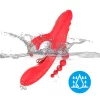 Trident Vibrátor Négypontos stimuláció G-pont és anális 22 cm piros