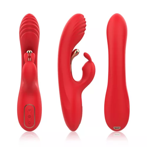 Crazy Horse Vibrátor hárompontos stimuláció 9 rezgésmód USB-C töltés 22 cm piros