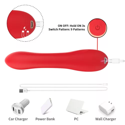 Crazy Horse Vibrátor hárompontos stimuláció 9 rezgésmód USB-C töltés 22 cm piros