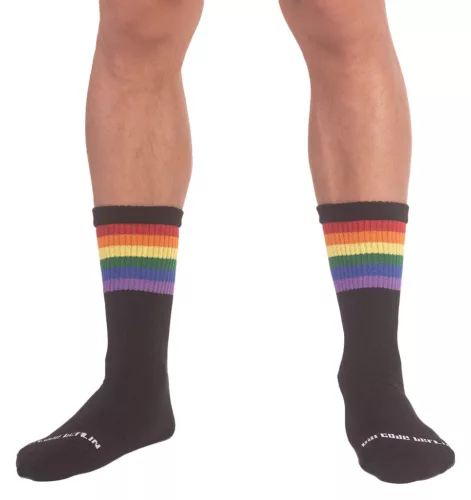 Pride Gym fekete zokni szivárvány mintával