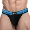 Rugby Jockstrap – fekete-kék prémium hálós alsónemű