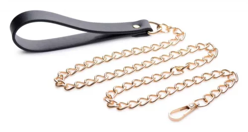 Luxury póráz Szintetikus bőr arany lánccal 99 cm