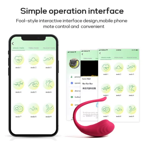 App Love Egg Vibrátor 9 mód, Bluetooth vezérlés 9,6 cm piros