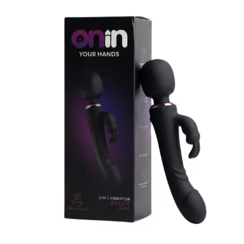 Onin Vibrátor Kettős stimuláció, USB újratölthető Fekete