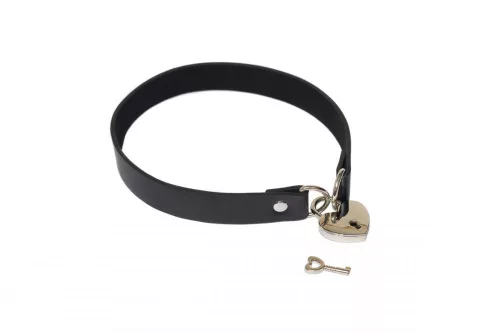 Lola Games BDSM nyakörv szabályozható PVC fekete-piros 2,5 cm széles