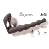 Strap-on Dildó Kettős penetráció, vibráció 17 cm fekete