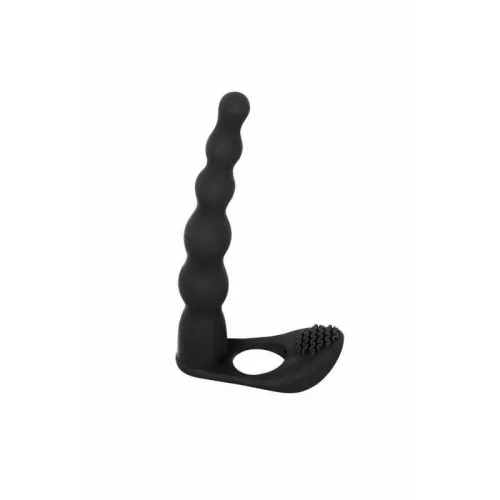 Strap-on Dildó Kettős penetráció, vibráció 17 cm fekete