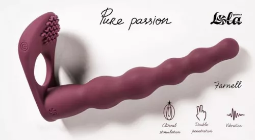 Strap-on Farnell vibrátor dupla penetráció, rezgő piros 17 cm