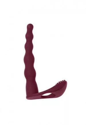 Strap-on Farnell vibrátor dupla penetráció, rezgő piros 17 cm